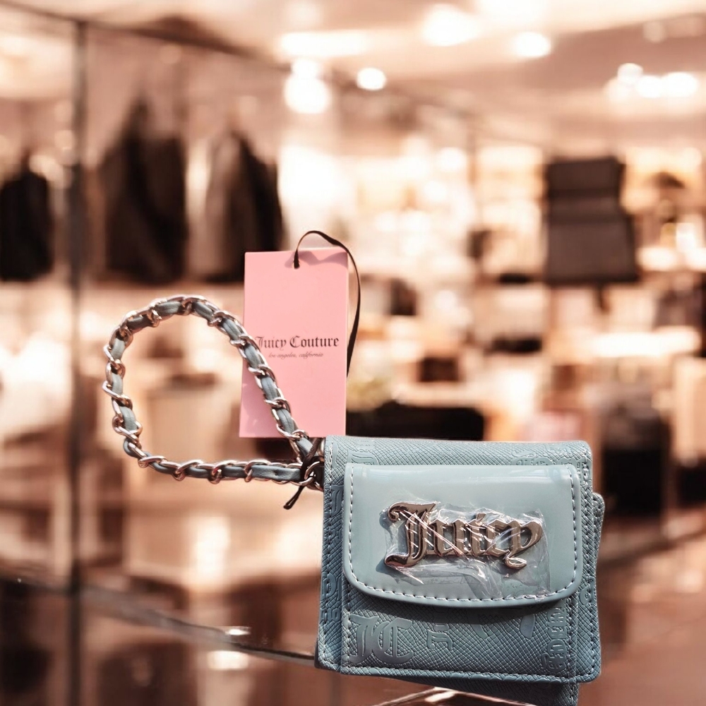 NWT Juicy Couture  Enchanted Mini Envelope Flap Wallet/Wristlet 4x4" ColorArctic